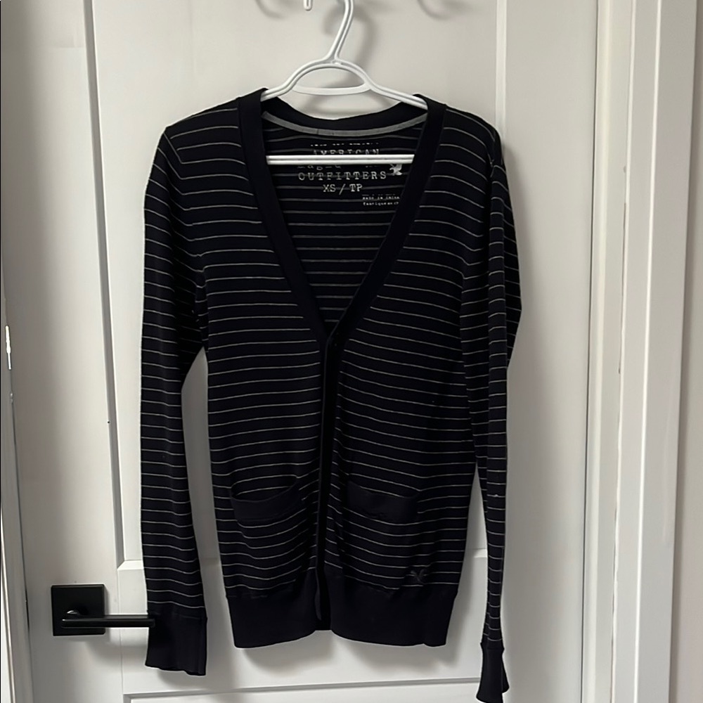 Urban Outfitters White and Blue Cardigan Sweater